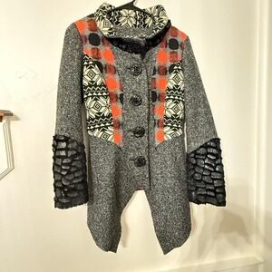 An Ren New York Artistic Knit Coat XS – Mixed Patterns, Boho Lagenlook